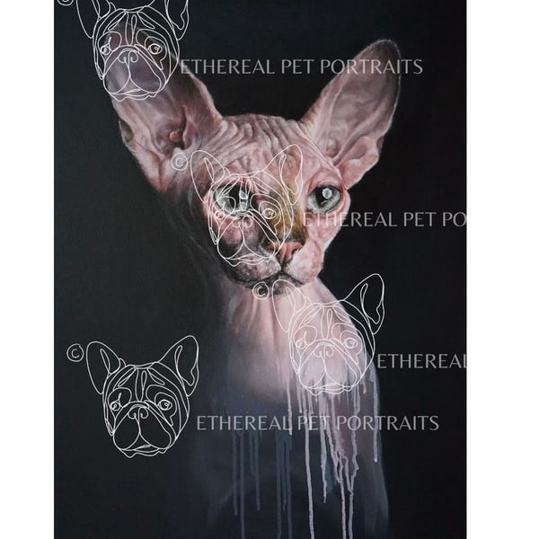 Sphinx Cat Giclée Print - Realistic & Abstract Acrylic Artwork - Cat Lover Gift
