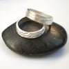 Wood and Leaf Silver Stacker Rings