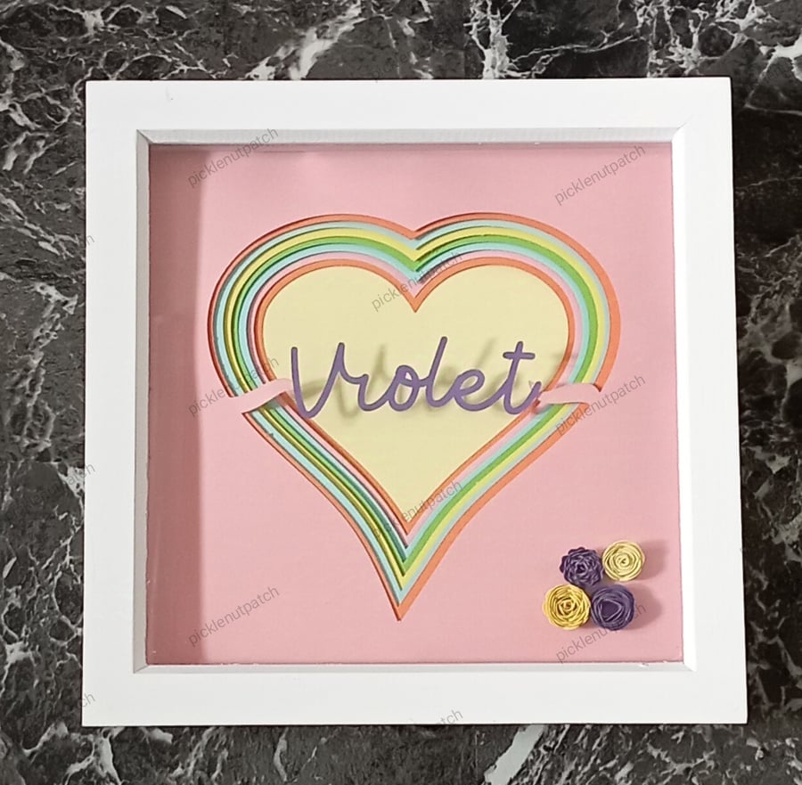 Personalised 3d box frame, gift for her, girls bedroom,wall decor