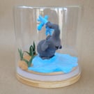 Splish Splash, handmade ornamental Elephant in a glass jar