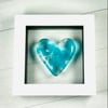 Fused glass cast heart picture , glass art wallhanging