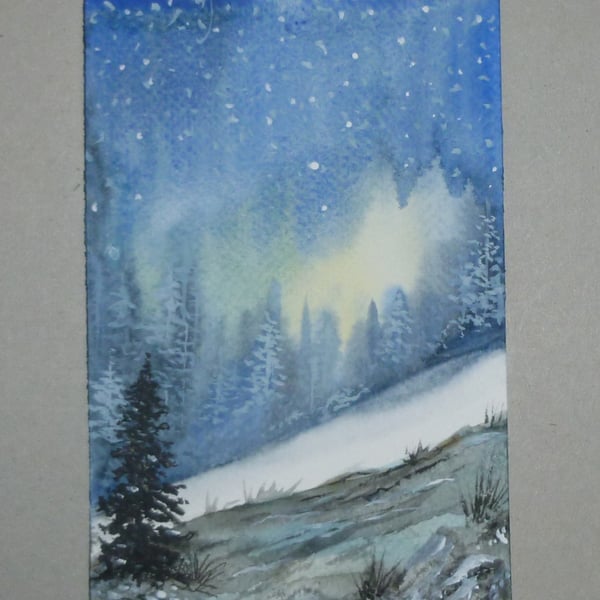 original art watercolour winter painting ( ref FA 26 B6 )