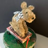 Miniature Handmade Terrier on a Pull Along Trolley with Wheels. 