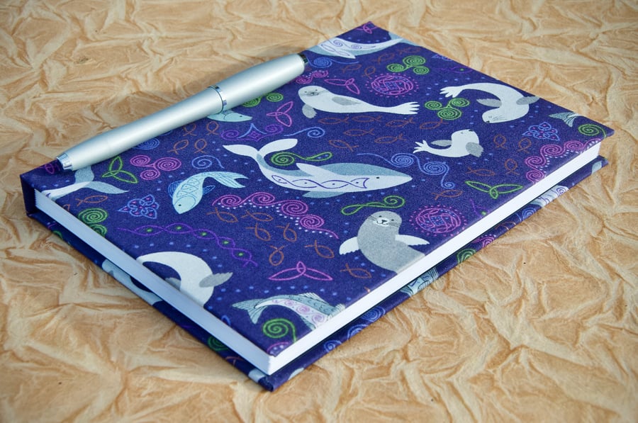 A5 Lined Notebook with full cloth sea creature cover