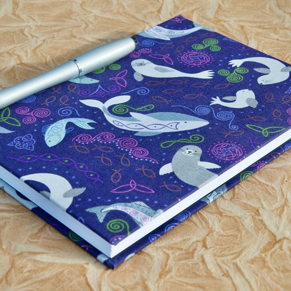 A5 Lined Notebook with full cloth sea creature cover