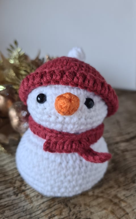 Handmade Crochet Snowman - Winter & Christmas Home Decoration, Festive Gift