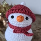 Handmade Crochet Snowman - Winter & Christmas Home Decoration, Festive Gift