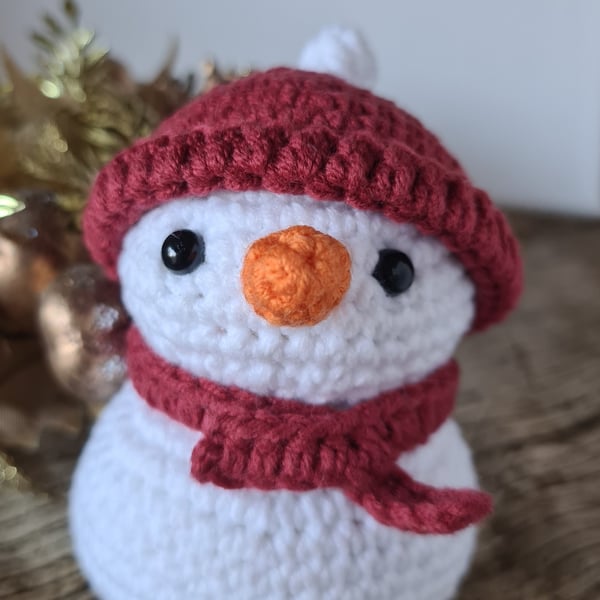 Handmade Crochet Snowman - Winter & Christmas Home Decoration, Festive Gift