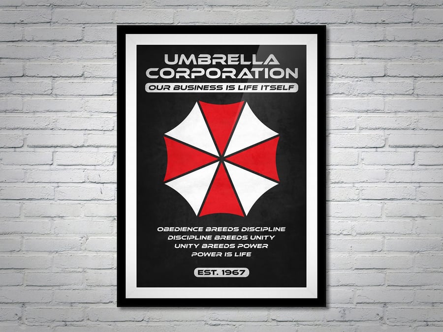 Umbrella Corporation Resident Evil Zombie Movie Poster Print Wall Art Gift