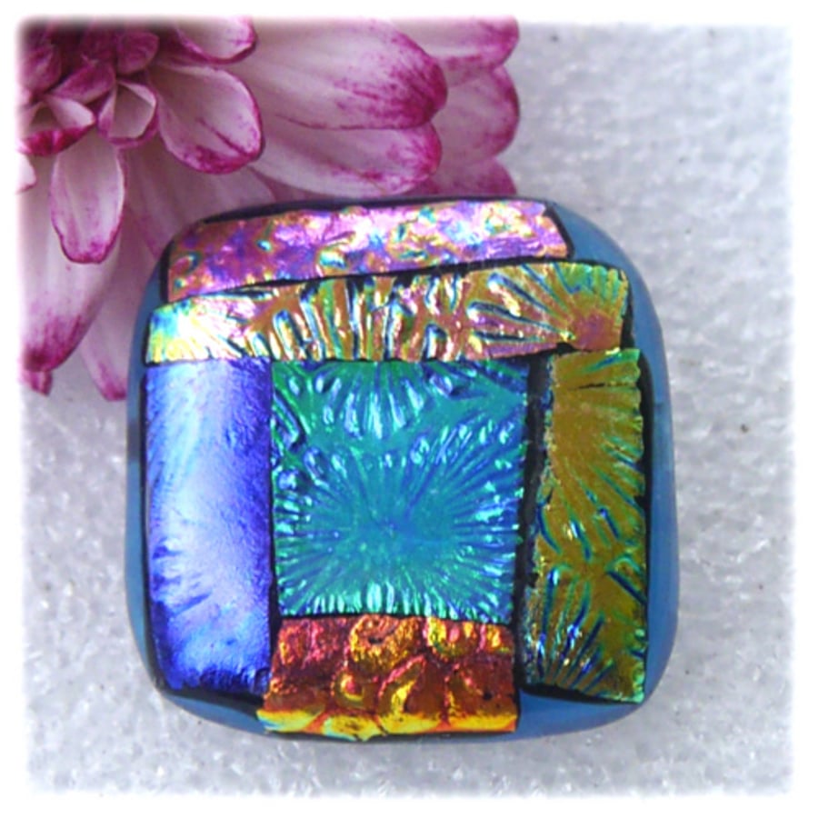 SOLD Patchwork Dichroic Fused Glass Brooch 086 Handmade 