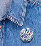 Fabric Button Brooch, White Badge, Flower Brooch - Image 5