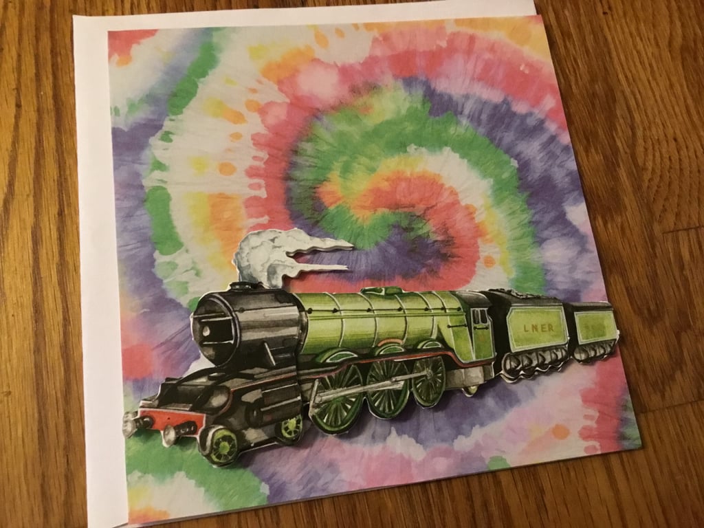 Decoupage card. Train card. Handmade card. Ref 336