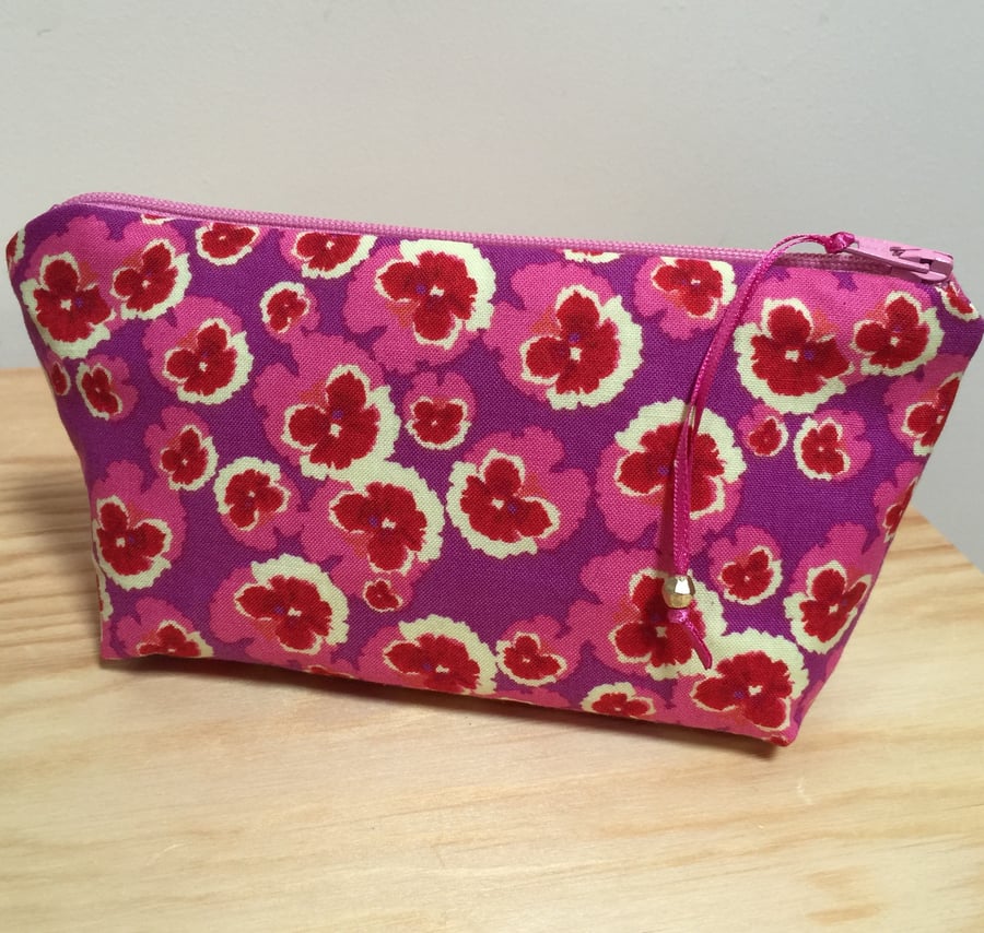 Cosmetic Bag - Vibrant Pansy Print