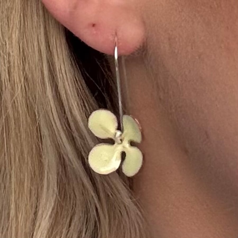 Yellow flower enamel earring