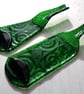 Handmade Fused Glass Recycled Wine Bottle Spiral Plate With Raised Neck Handle - Image 3