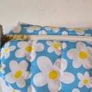 Blue Daisy Quilted Zipped Bag