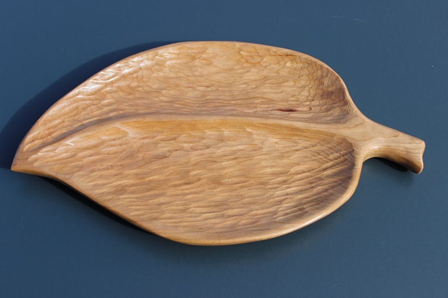 Cherry Wood Leaf Snack Dish (WB4)