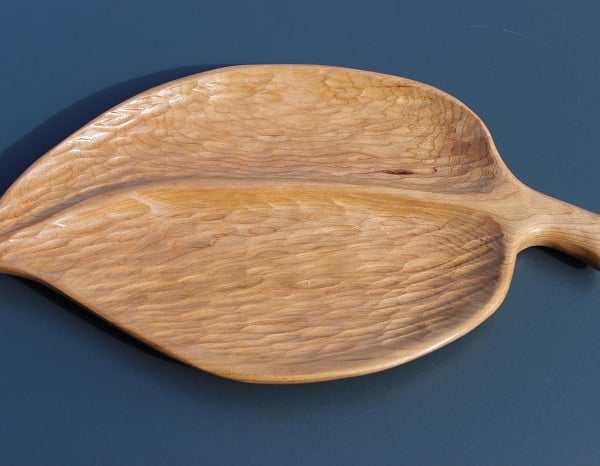 Cherry Wood Leaf Snack Dish (WB4)