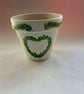 Customisable Hand Painted Plant Pot - Ivory base with decorative foliage heart - Image 1