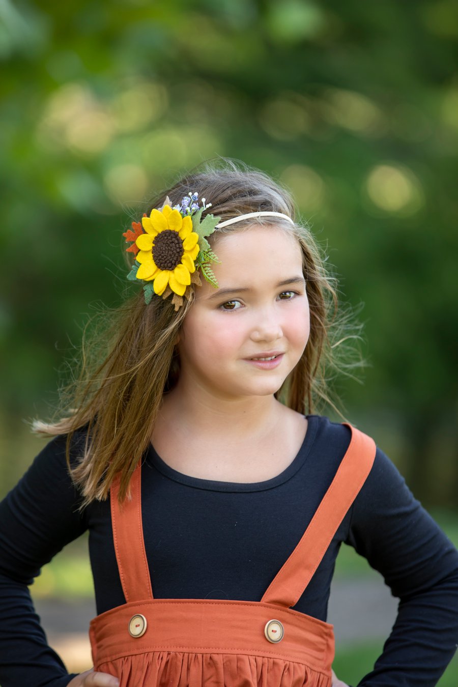Autumn Felt Flower Headband, Sunflower Hair Clip, Wedding Hair Accessories