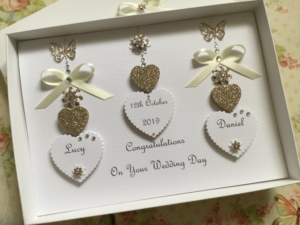 Personalised Handmade Wedding Day Card Gift Boxed Keepsake Son Daughter 