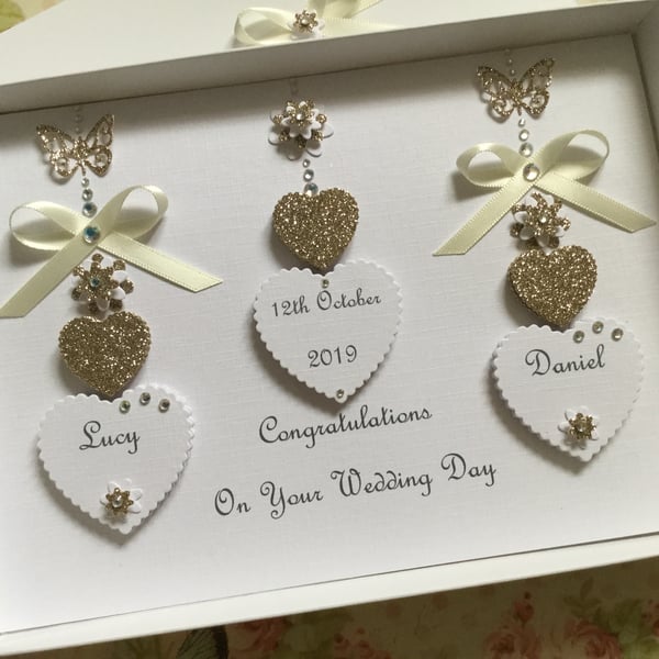 Personalised Handmade Wedding Day Card Gift Boxed Keepsake Son Daughter 