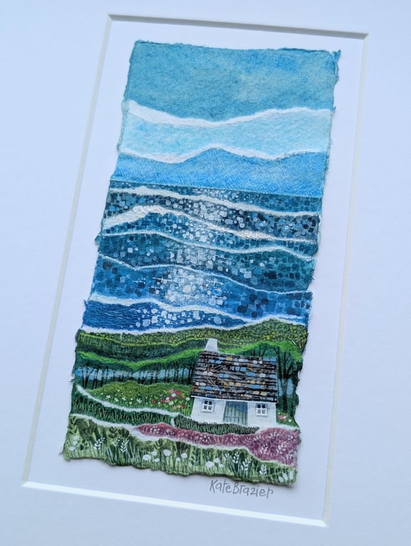 Sparkle Cottage - Painted paper collage. A4 Mounted only