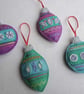 Bauble Retro Christmas Decoration hand embroidered felt  - Image 10