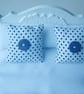 White & Blue Polka Dot Dolls House Bedding Set - Image 5