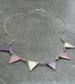 Enamel bunting necklace, Pink and lilac, Pastel jewellery - Image 4