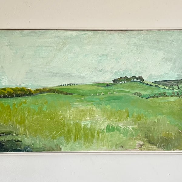 Cumbrian Landscape, Cumbria Oil Painting On Board