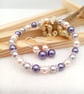 Purple & Pink Glass Pearl Jewellery Set - Special Occasion Gift Boxed