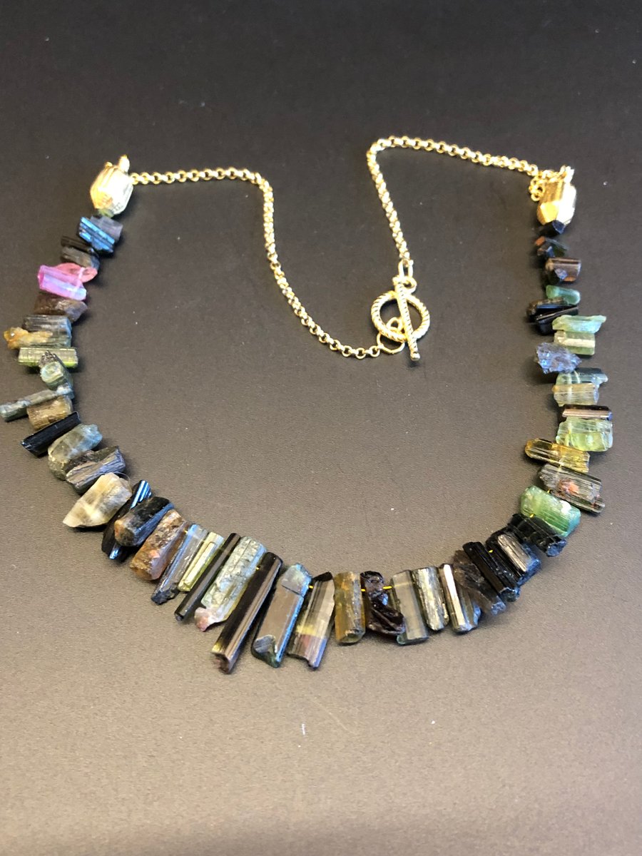 Gold Plated 925 Silver Tourmaline Necklace 