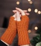 Handmade Chunky Crochet Fingerless Gloves, Double-Strand Texting Mittens, Vegan  - Image 3