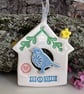Small Ceramic bird house decoration with Home