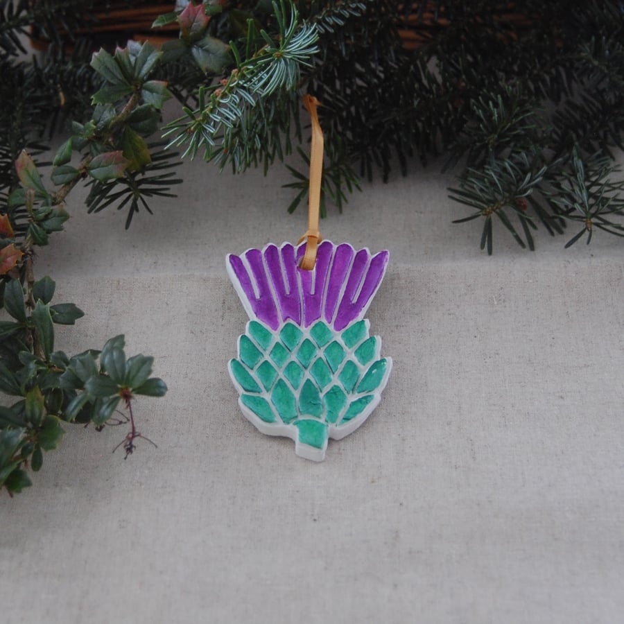 Scottish Thistle Metallic Hanging Christmas Christmas Decoration