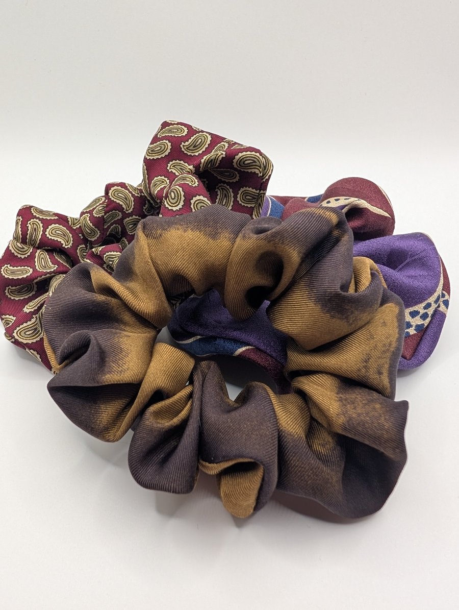 Upcycled Real Silk Scrunchie Handmade Silk Hair Tie, Sustainable Hair Accessory