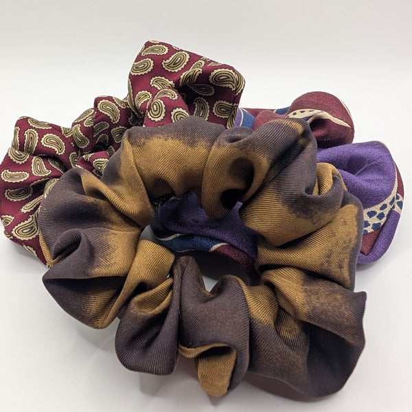 Upcycled Real Silk Scrunchie Handmade Silk Hair Tie, Sustainable Hair Accessory