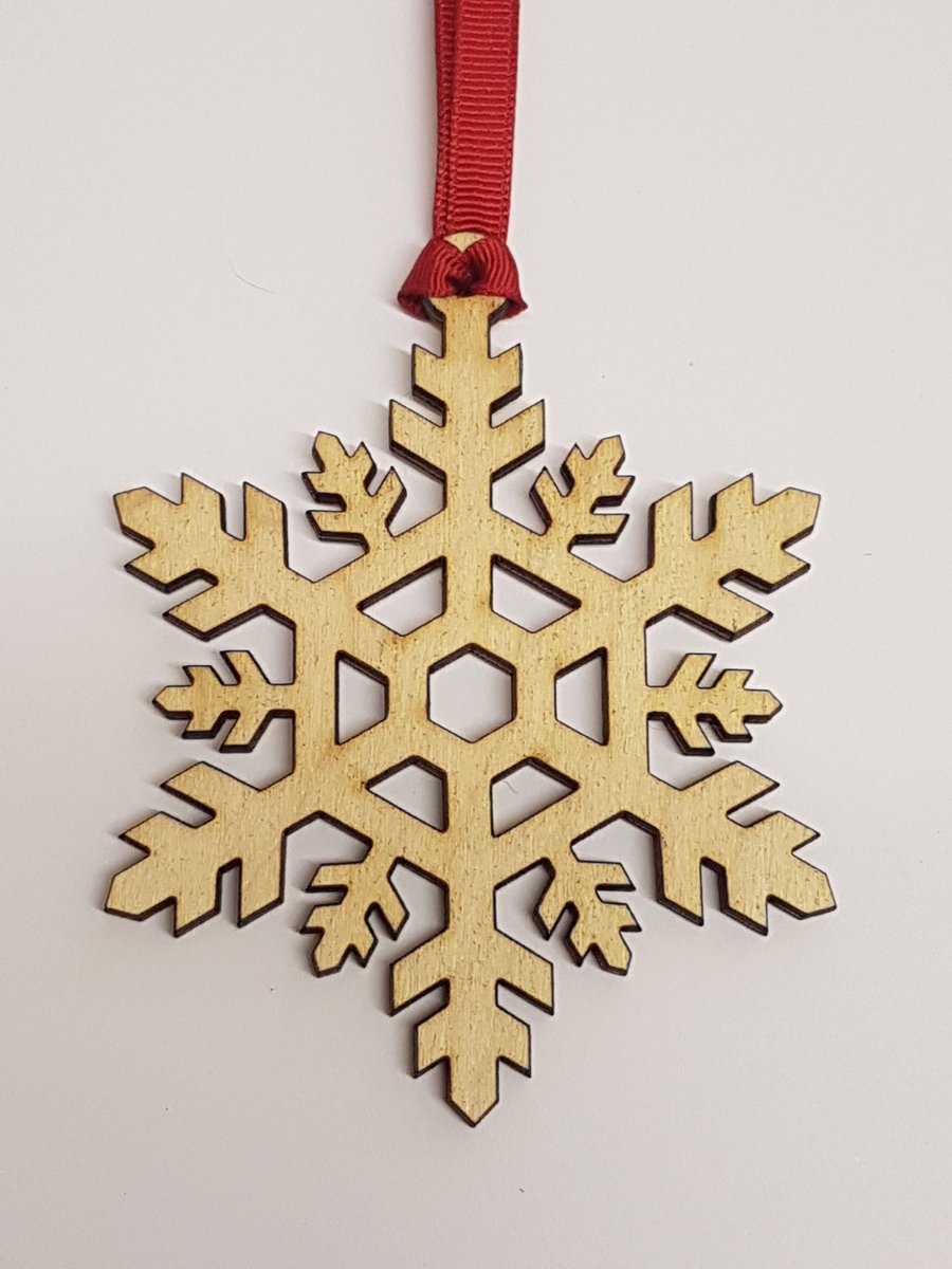 Birch Christmas Xmas Bauble Snowflake - Laser cut wooden shape