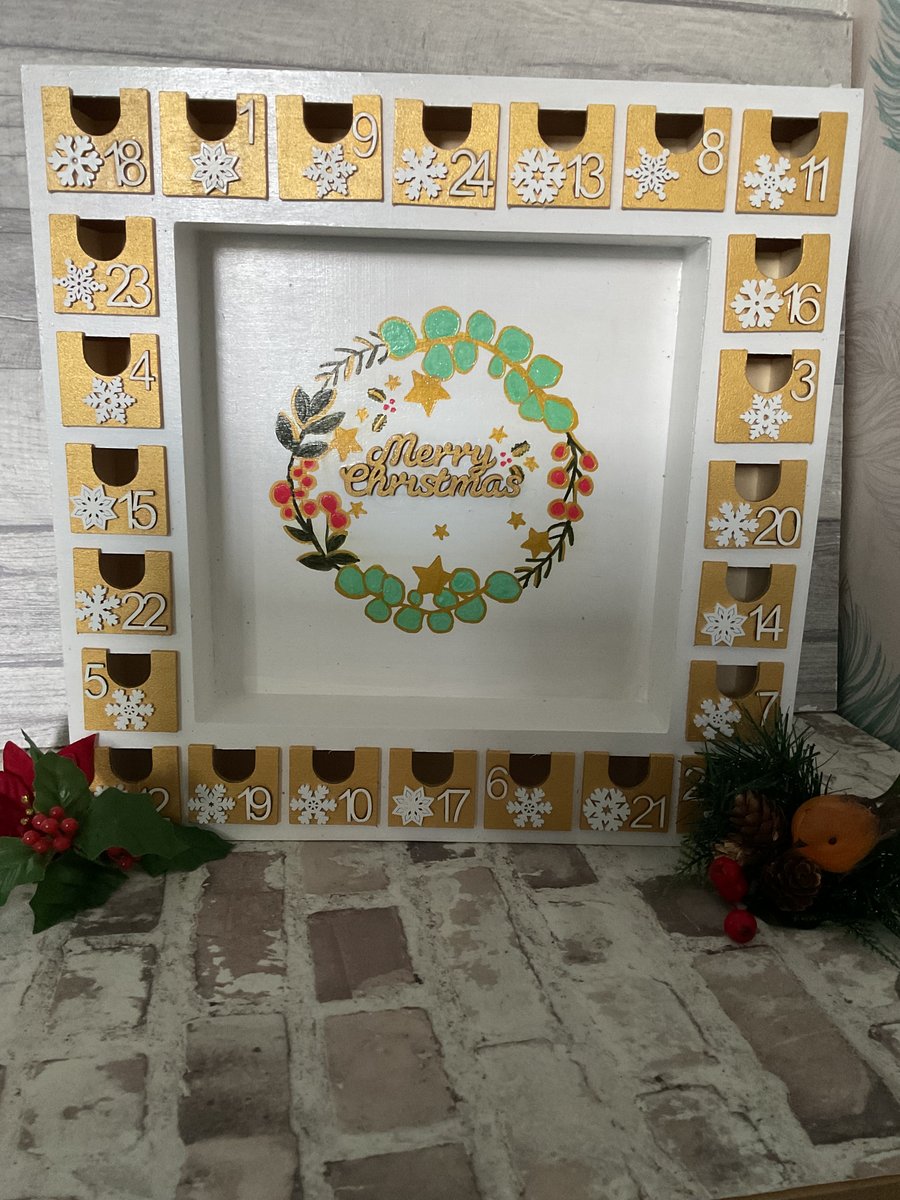 Wooden Advent Calendar. Reusable Folksy