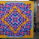 Handmade Colourful Patchwork Quilt by Diane Davis 60" sq 153cms