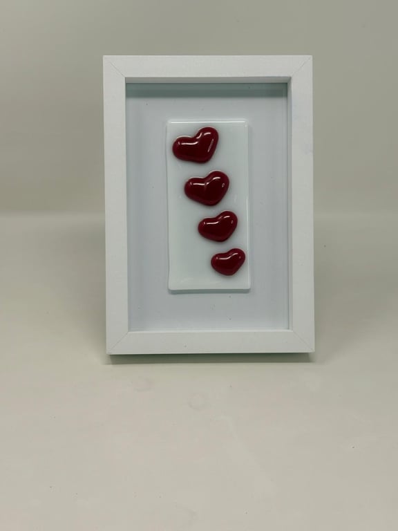 Framed Fused Glass Hearts