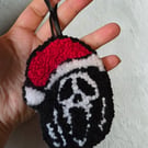 Punch Needle Ghostface Christmas tree santa hat decoration