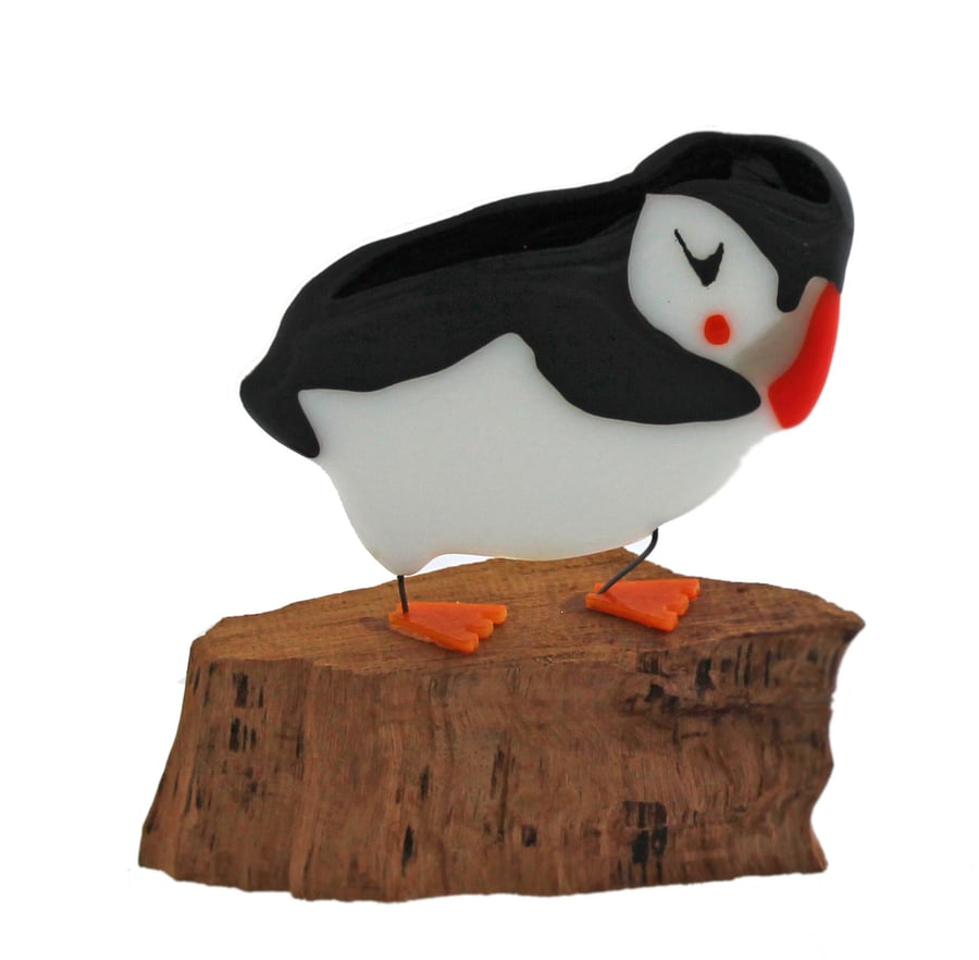 Large puffin made of glass