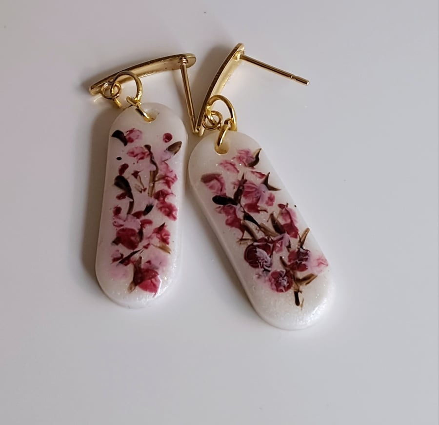Handpainted cherry blossom earrings 