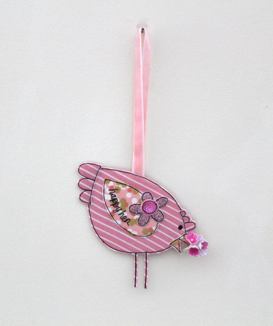 'Happy Hen' in Pink - Hanging Decoration