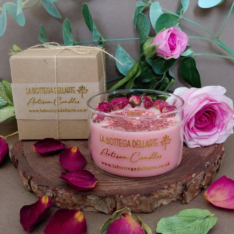 Pink pepper and Rose Botamical Artisa Soy Wax Candle Eco Friendly Gift