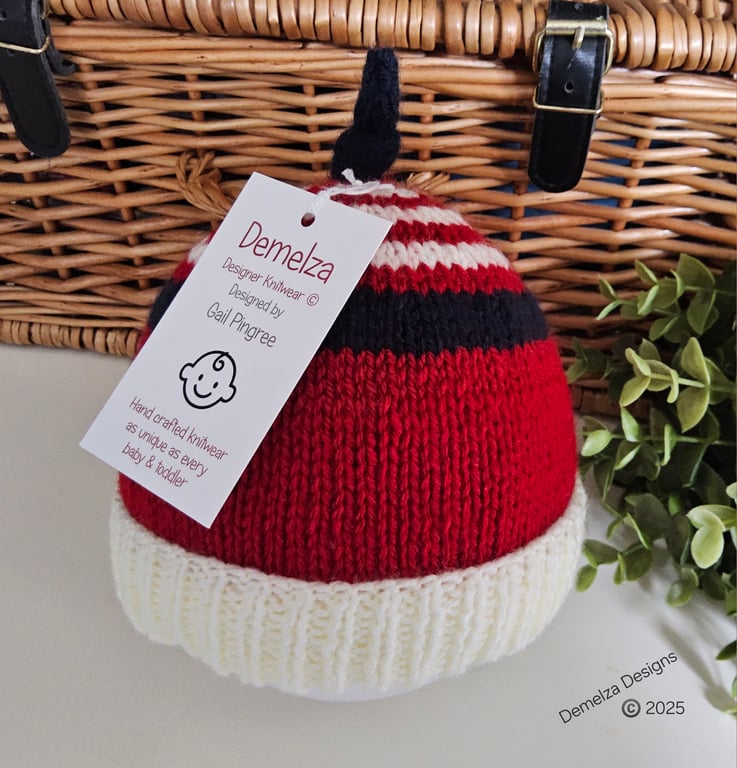 Designer Hand Knitted Baby Knotted Beanie Hat  6-12 months size 