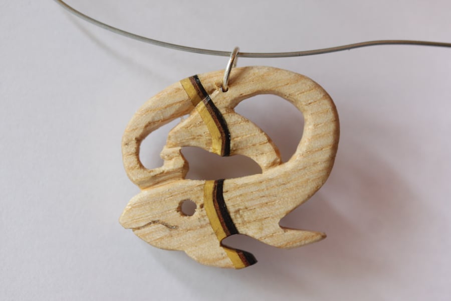 Whale motif in Ash with a veneer stripe