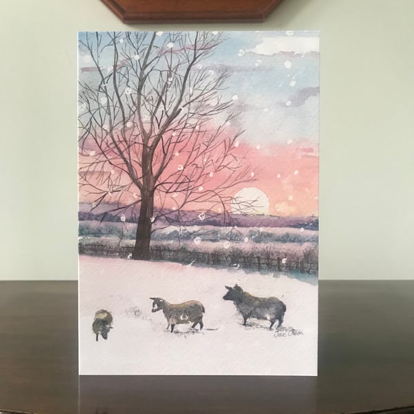 Pack of x5 ChristmasGreetings Cards, Blank Inside